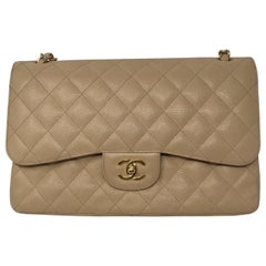 Chanel Beige Jumbo-Doppelklappe