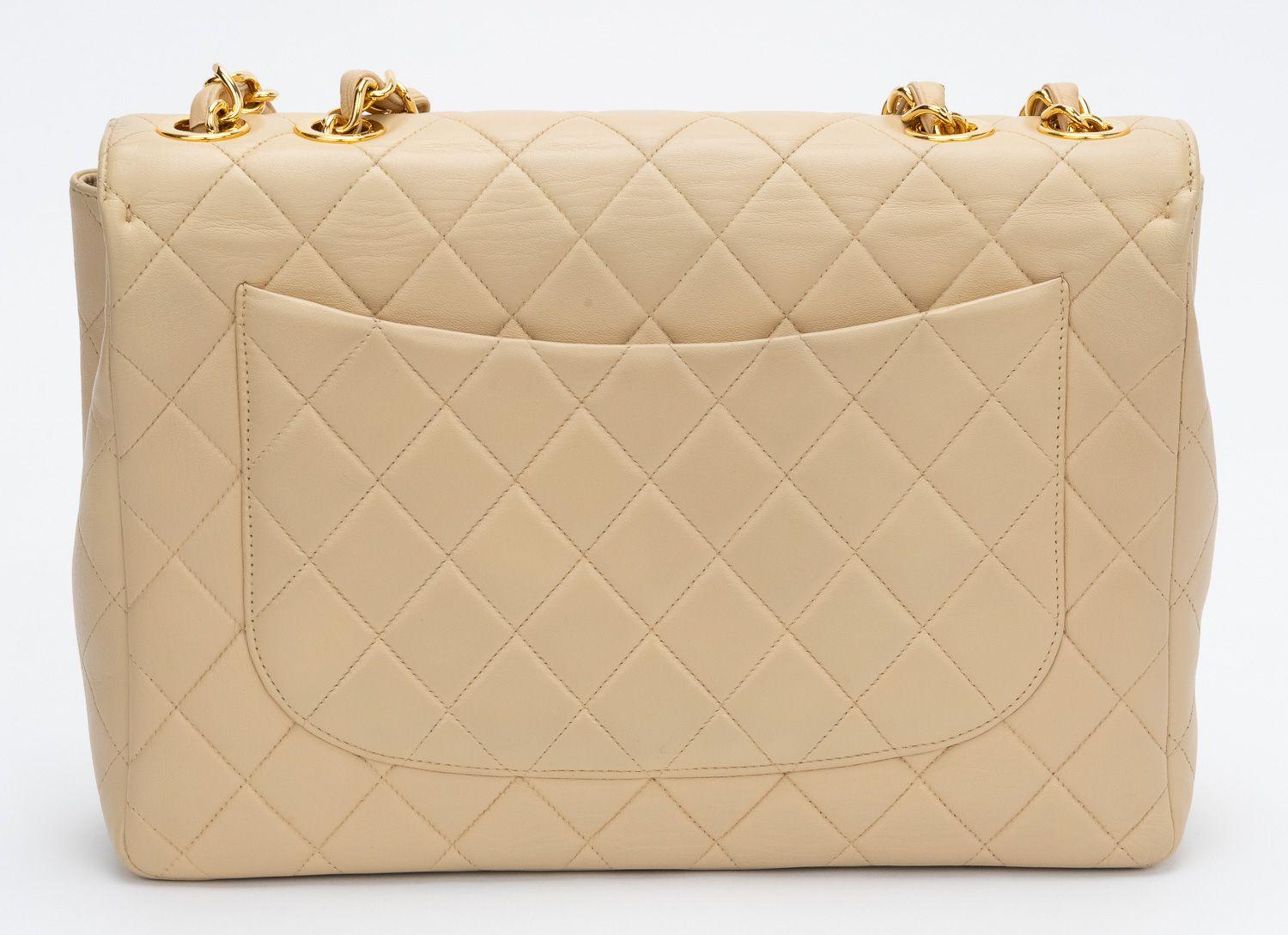 Chanel Beige Jumbo Flap 24kt Gold Hardware In Good Condition For Sale In West Hollywood, CA