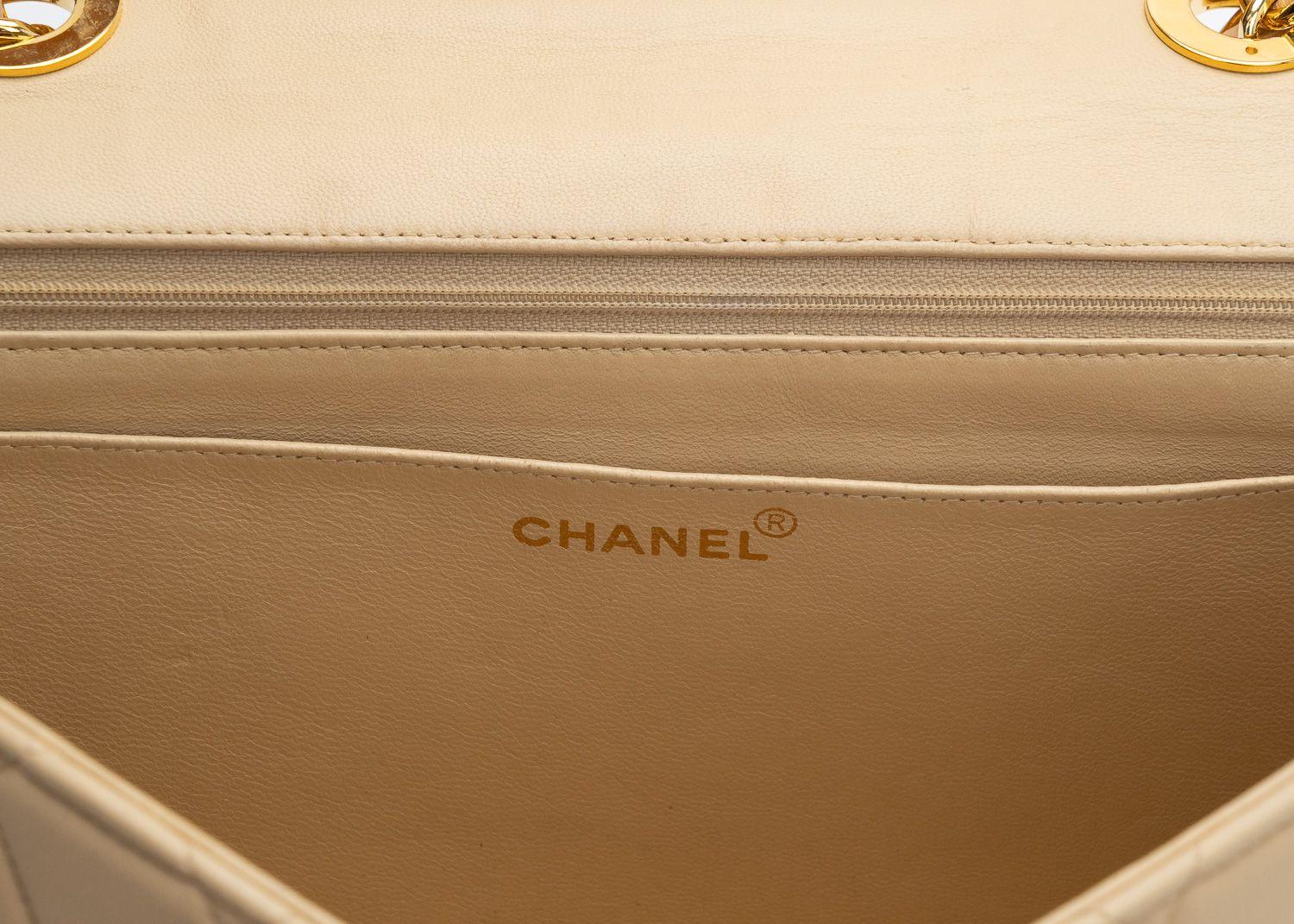 Chanel Beige Jumbo Flap 24kt Gold Hardware For Sale 1