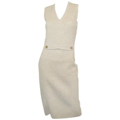 Chanel Beige Knit CC Button Dress