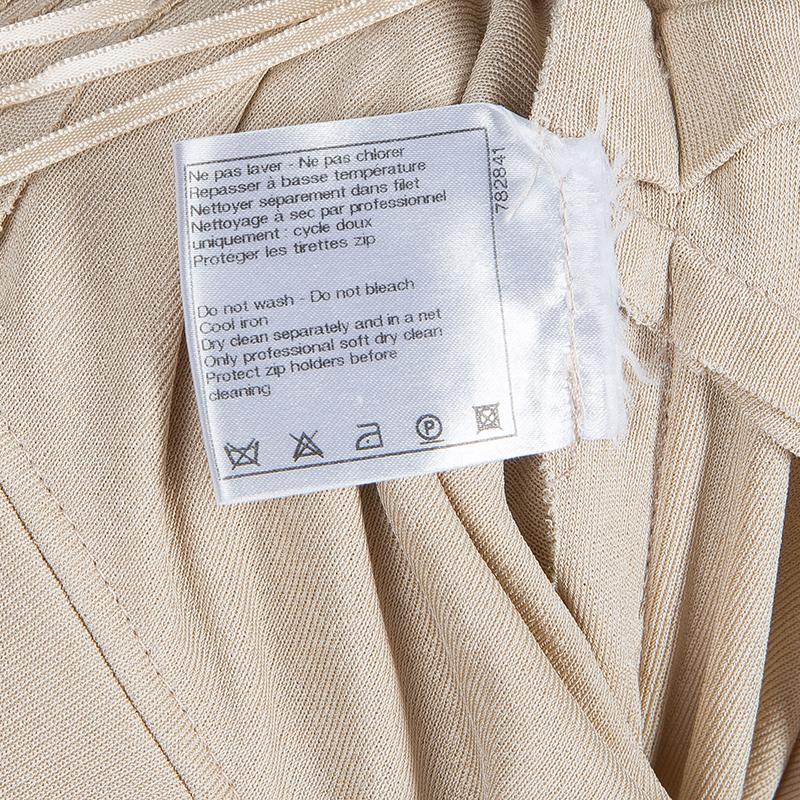 Chanel Beige Knit Petal Sleeve Ruffle Detail Dress S 1