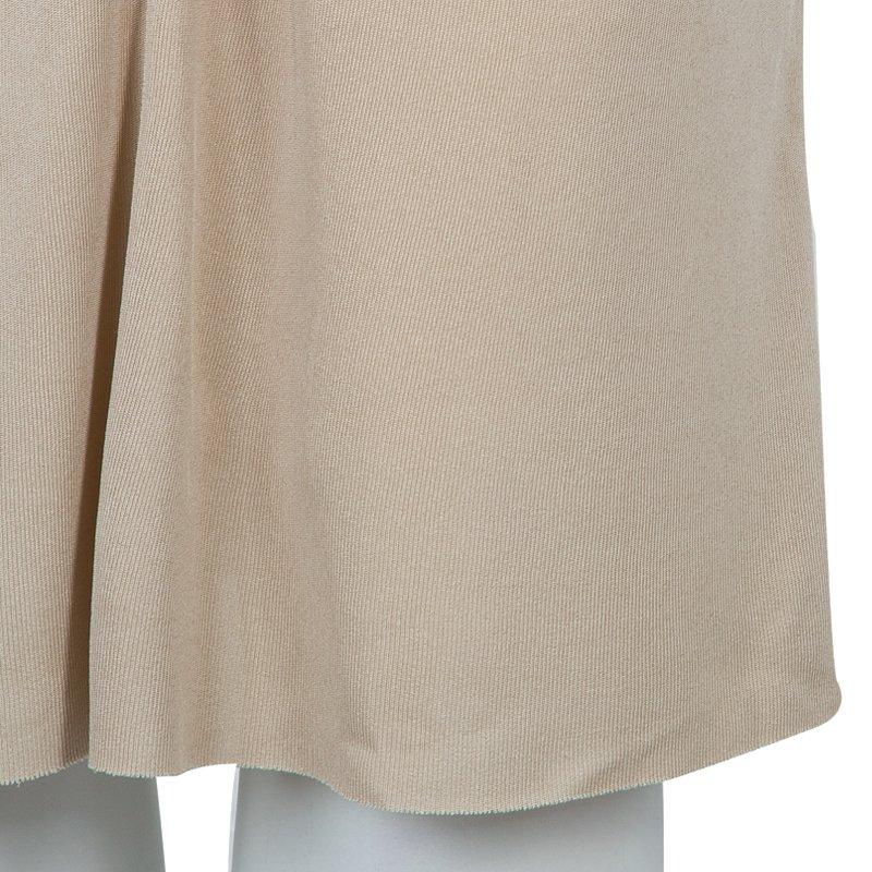 Chanel Beige Knit Petal Sleeve Ruffle Detail Dress S 2