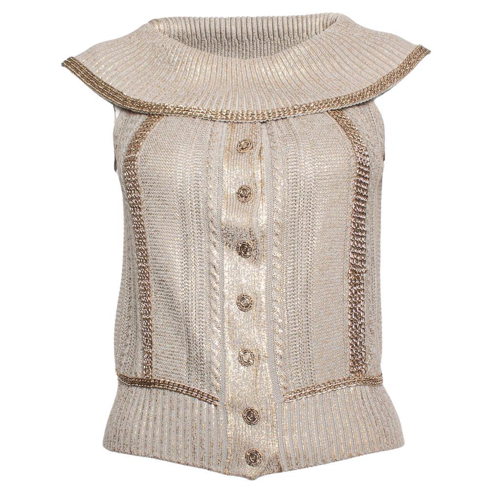 Chanel, beige knitted top For Sale