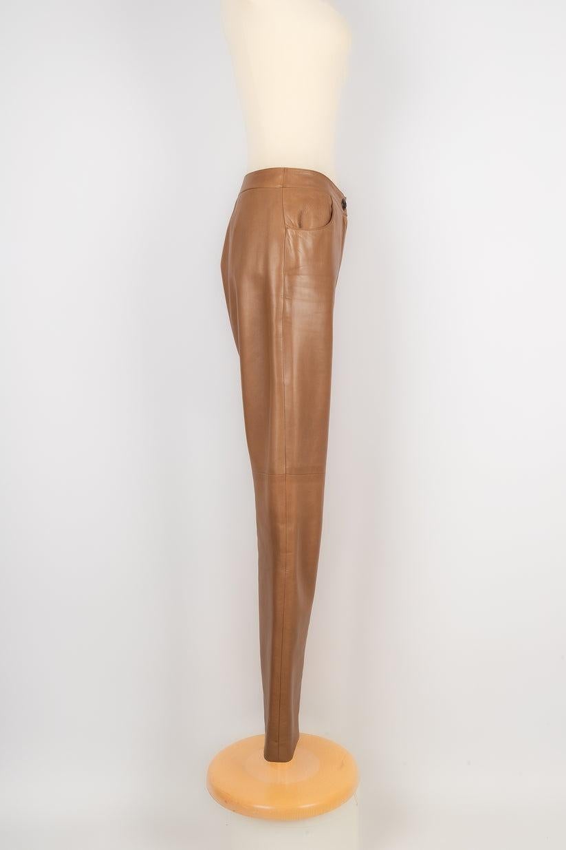 Women's Chanel Beige Lamb Leather Pants, 2004 For Sale