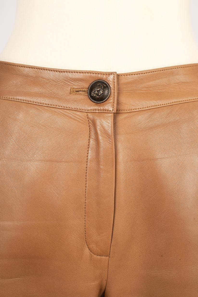 Chanel Beige Lamb Leather Pants, 2004 For Sale 2
