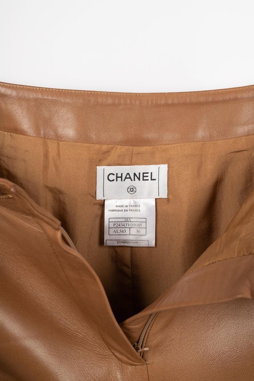 Chanel Beige Lamb Leather Pants, 2004 For Sale 3