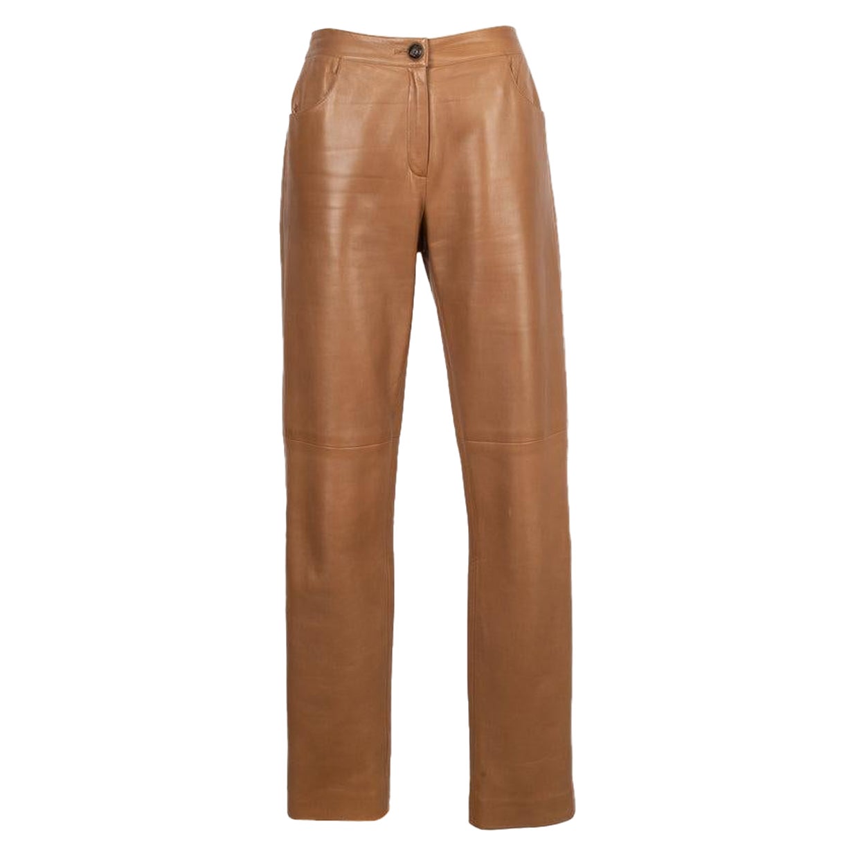 Pantalones Chanel de piel de cordero beige, 2004