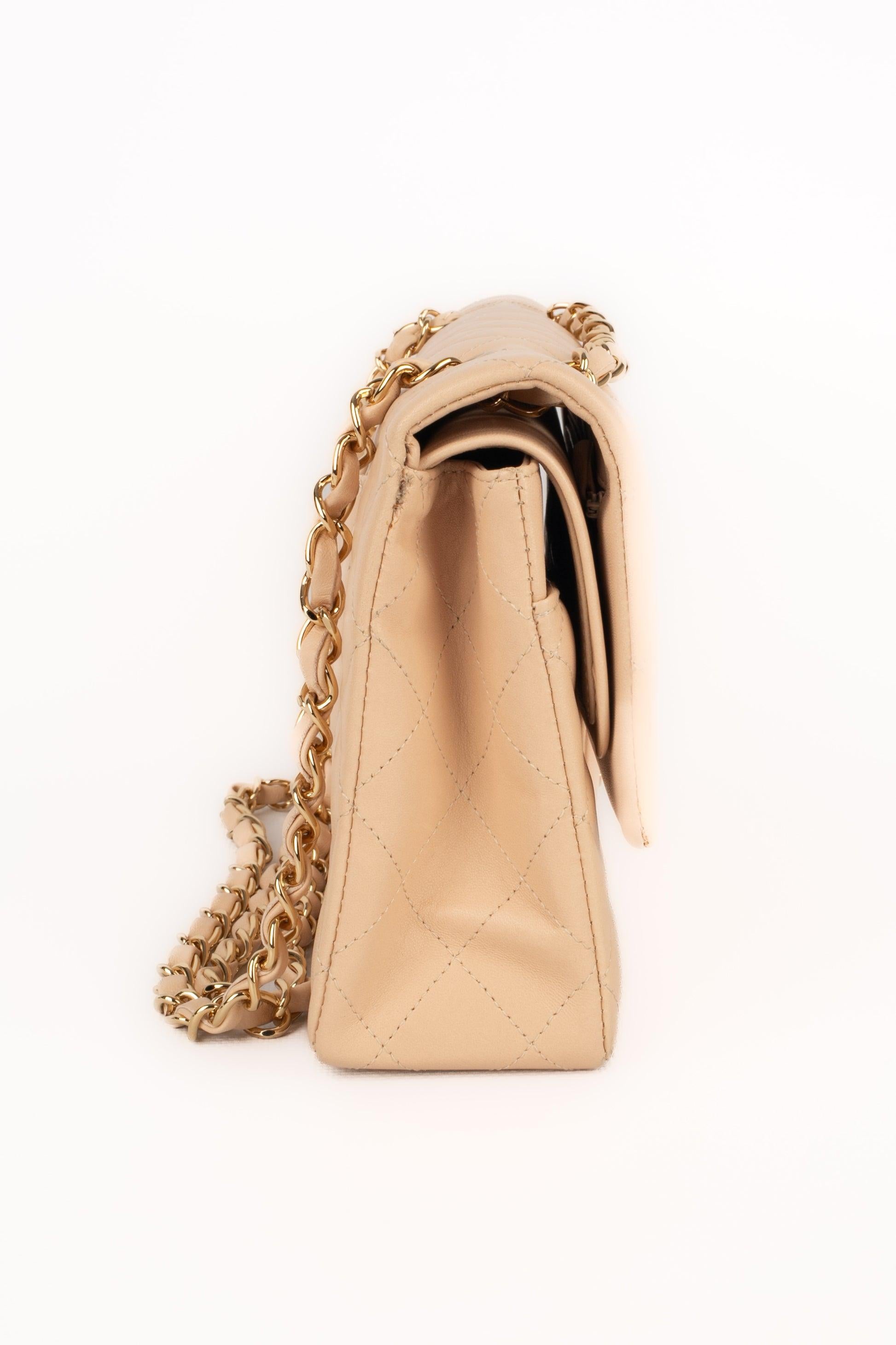 Orange Chanel Beige Lamb Leather Timeless Bag