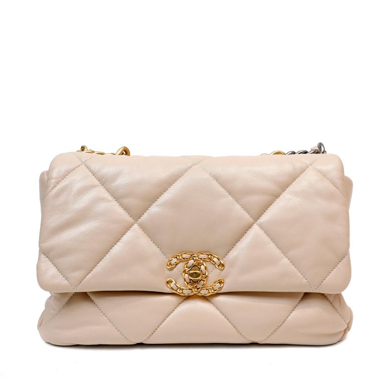 Chanel 19 Hobo Bag Beige Aged Calfskin Brushed Gold Hardware – Madison  Avenue Couture