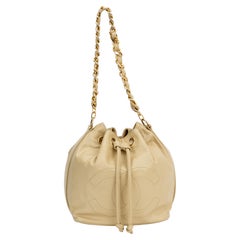 Chanel Beige Lambskin Drawstring Bucket