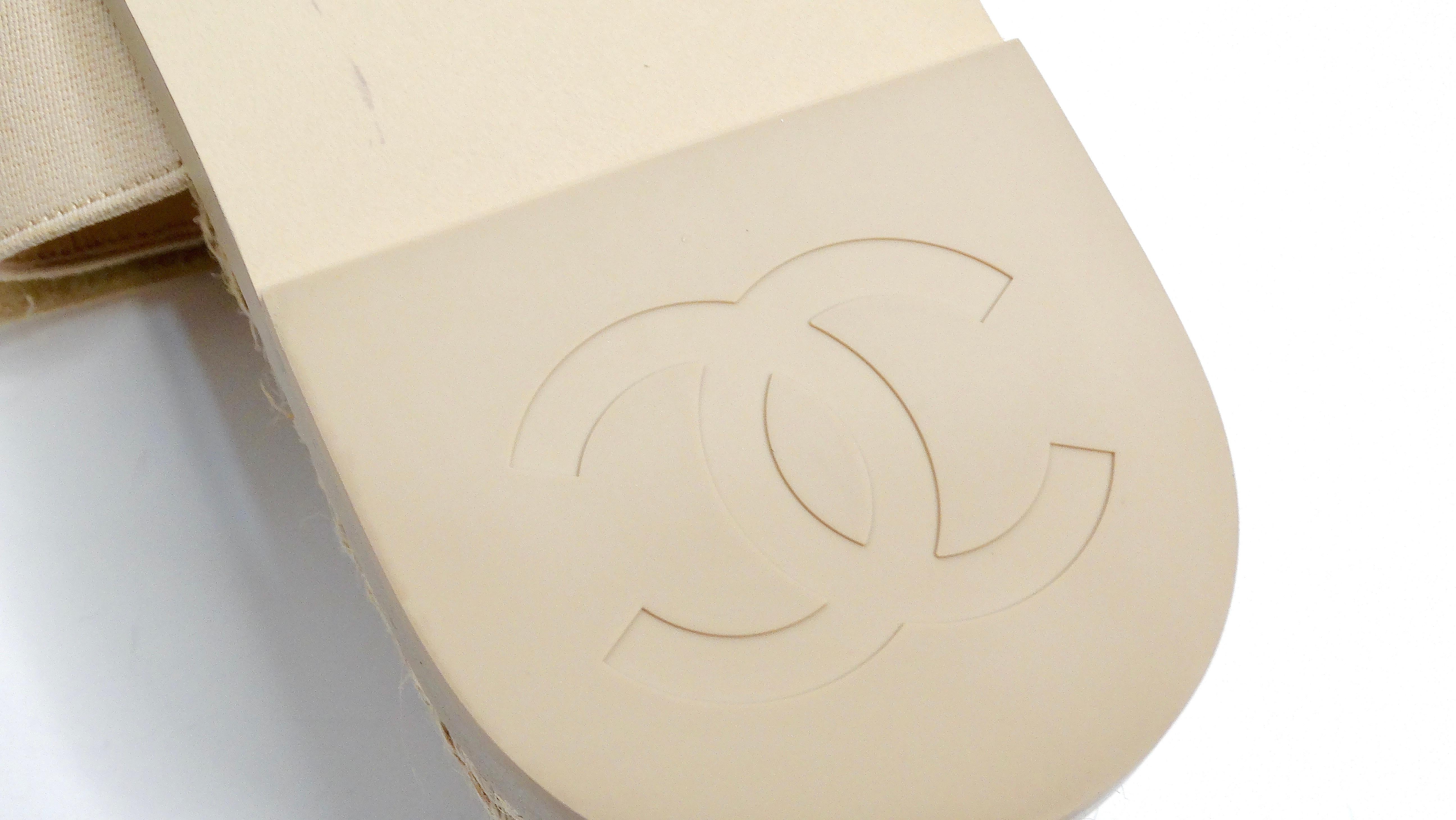 Chanel Beige Lambskin Espadrille Strap Sandals For Sale 4