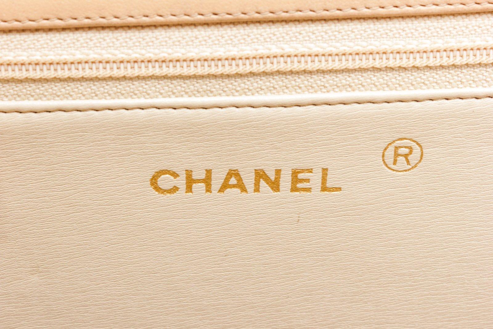 Orange Chanel Beige Lambskin Leather Full Flap Bag