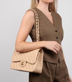Chanel Beige Lambskin Leather Jumbo Classic Double Flap Bag