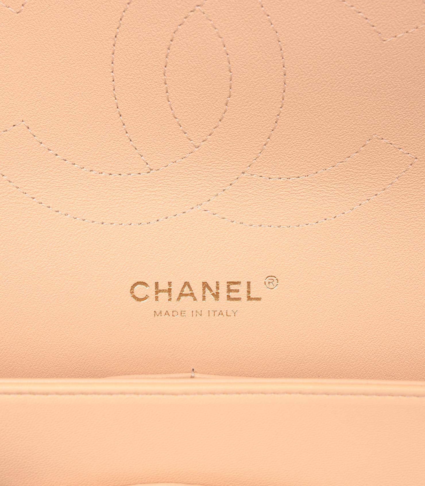 Chanel Beige Lambskin Leather Jumbo Classic Double Flap Bag For Sale 3
