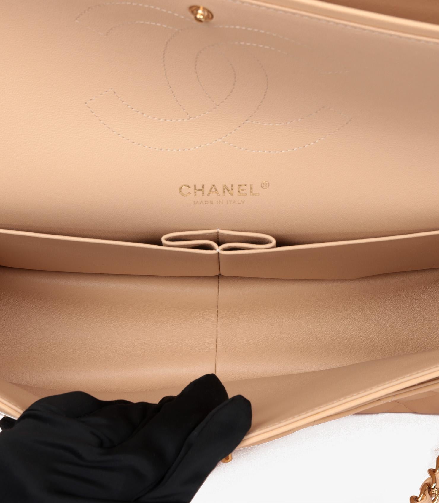 Chanel Beige Lambskin Leather Jumbo Classic Double Flap Bag For Sale 4