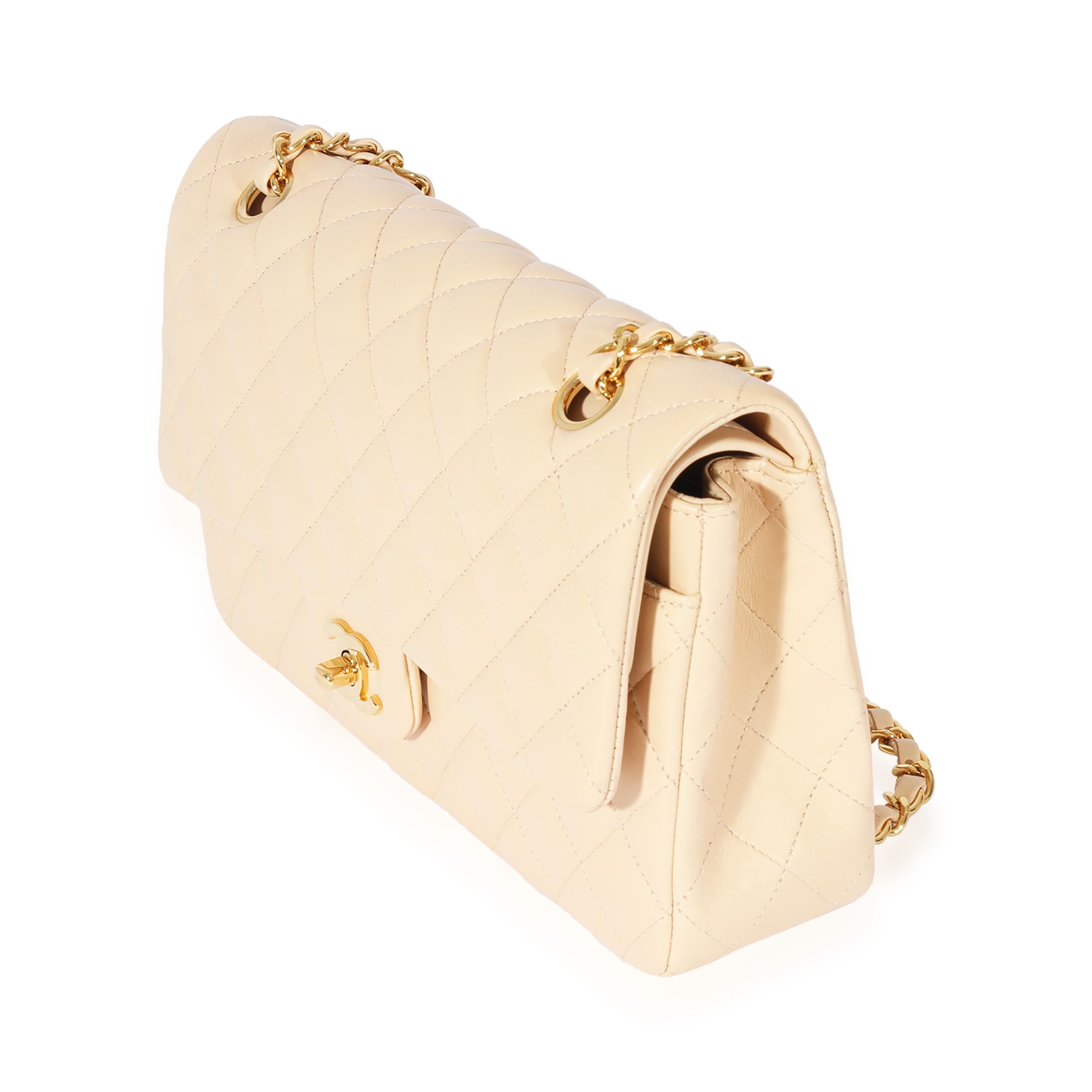 Women's Chanel Beige Lambskin Medium Classic Flap Bag