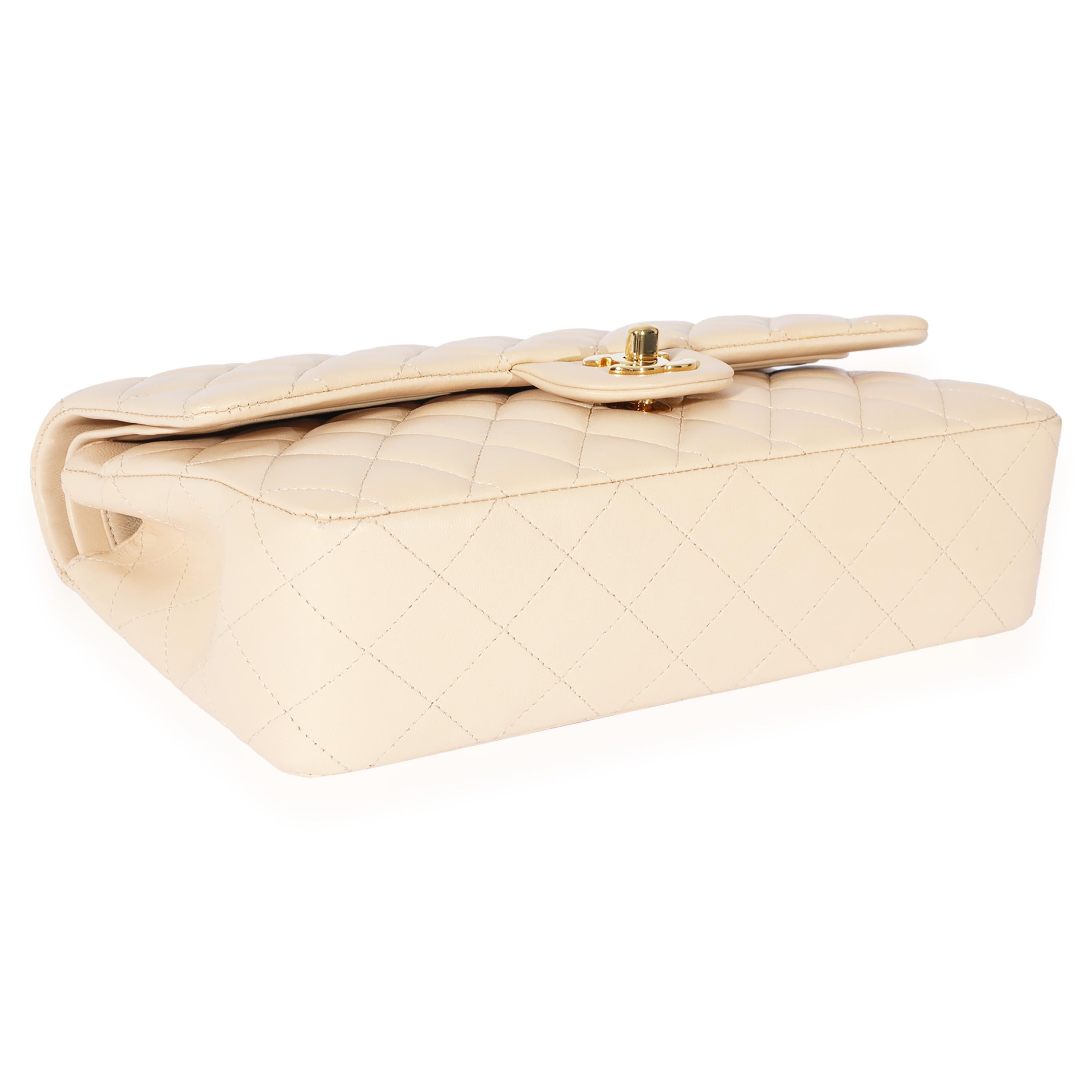 Chanel Beige Lambskin Medium Classic Flap Bag 2
