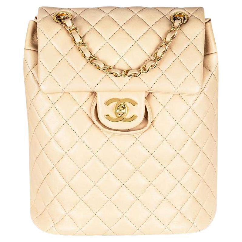 Chanel Beige Lambskin Quilted Small Urban Spirit Backpack GHW