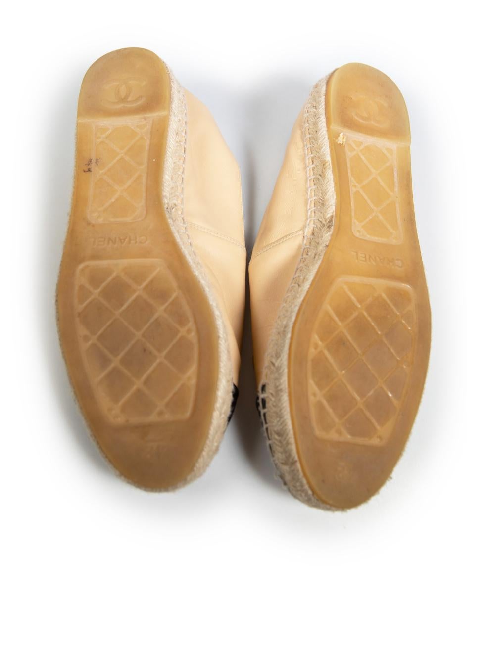 Women's Chanel Beige Lather CC Espadrilles Size IT 42