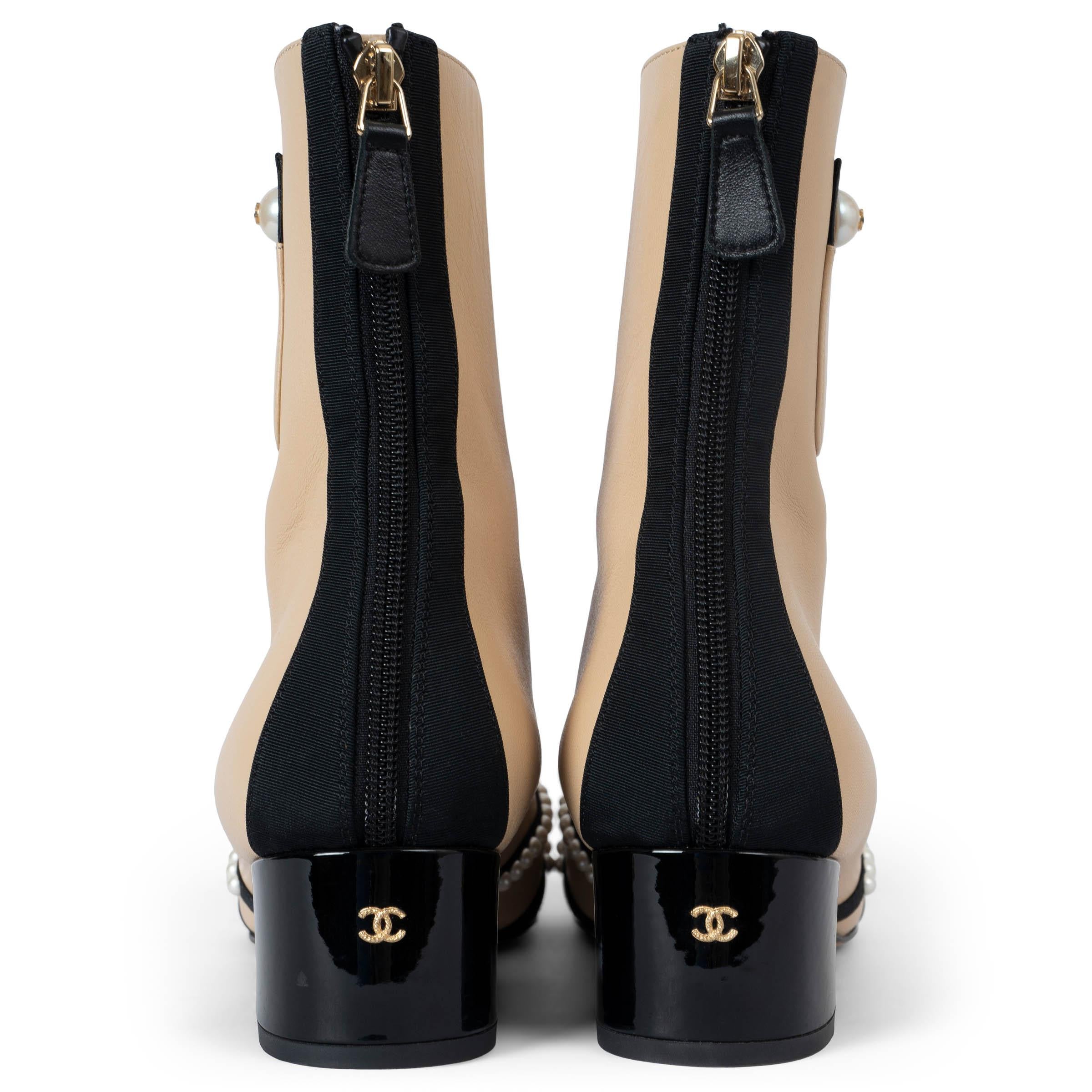 Chanel pelle beige 2016 16A ROMA PEARL POCKET Stivaletti Scarpe 39 vestibilità 38.5 In condizioni ottime a Zürich, CH