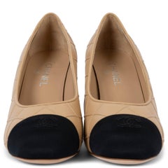 CHANEL beige leather 2018 18P QUILTED Pumps Shoes 41.5 fit 41