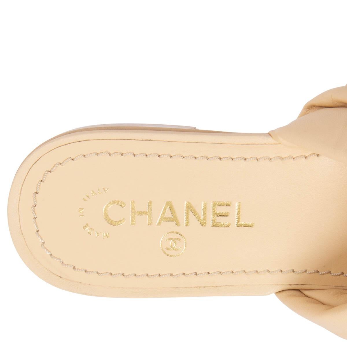 CHANEL beige leather 2022 22S CHAIN DETAILED Thongs Sandals Shoes 39 1