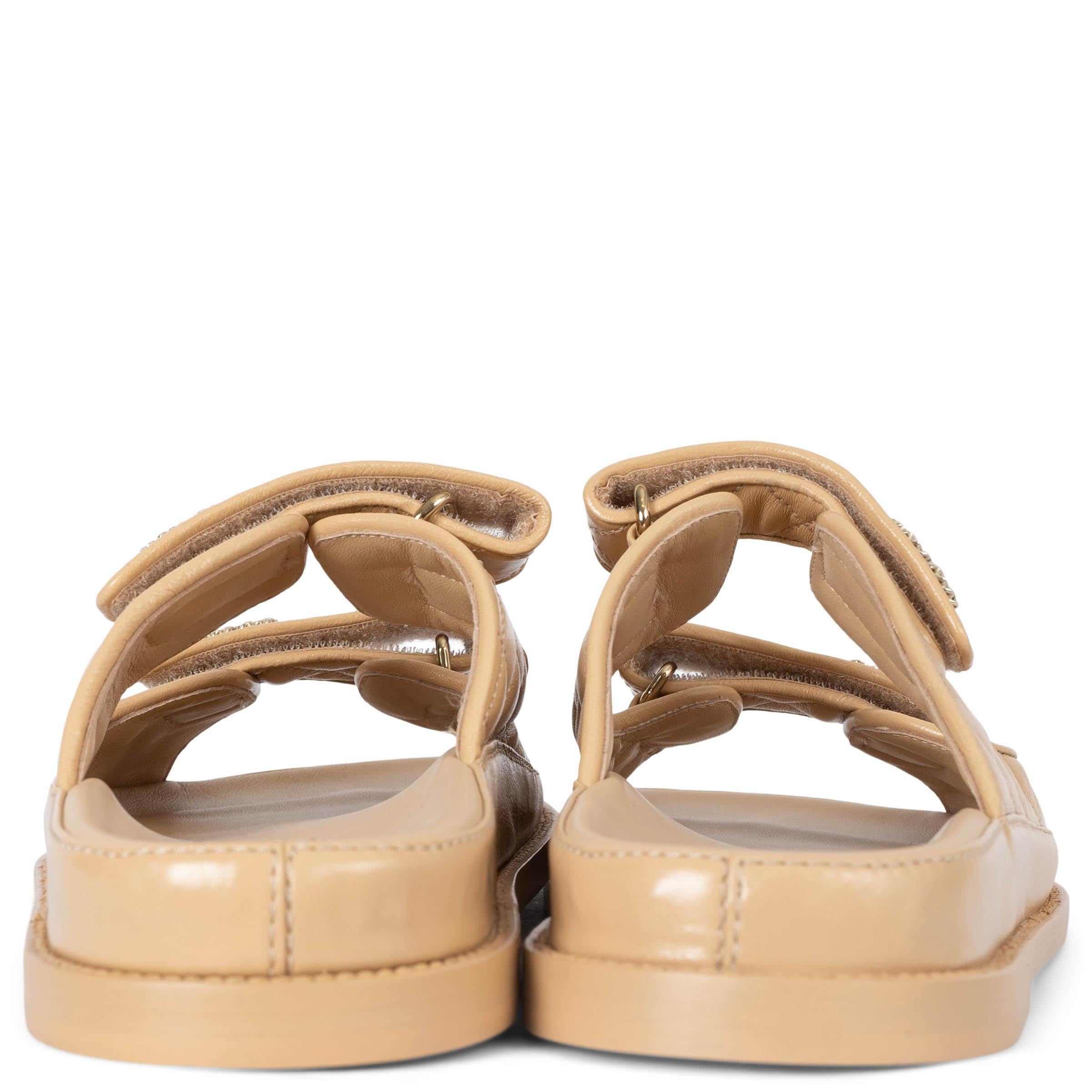 Women's CHANEL beige leather 2024 24P DAD SLIDE Sandals Shoes 41 fit 40.5 For Sale