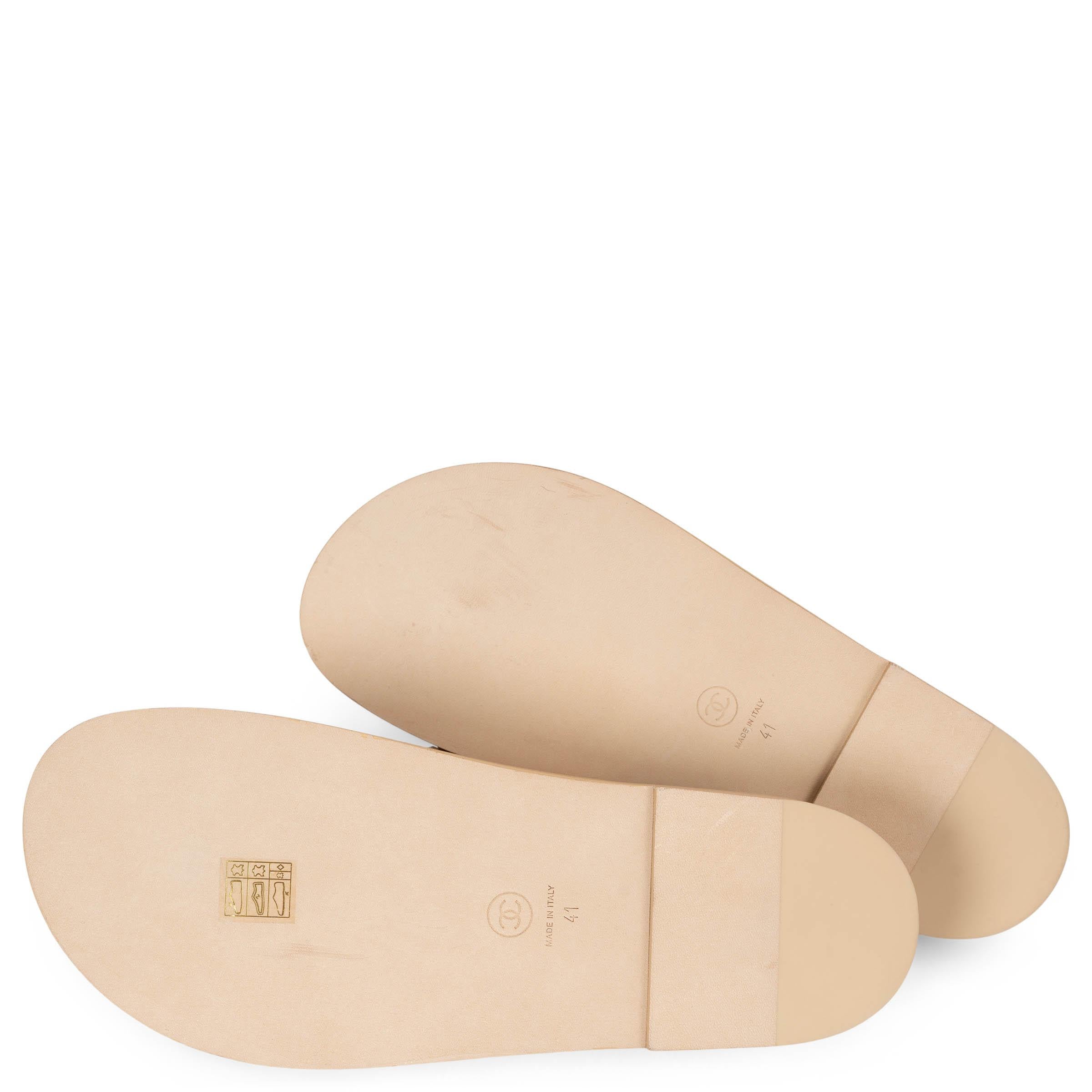 CHANEL beige leather 2024 24P DAD SLIDE Sandals Shoes 41 fit 40.5 For Sale 3