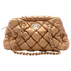 Chanel Beige Leather "Bubble Quilt Camera" Shoulder Bag