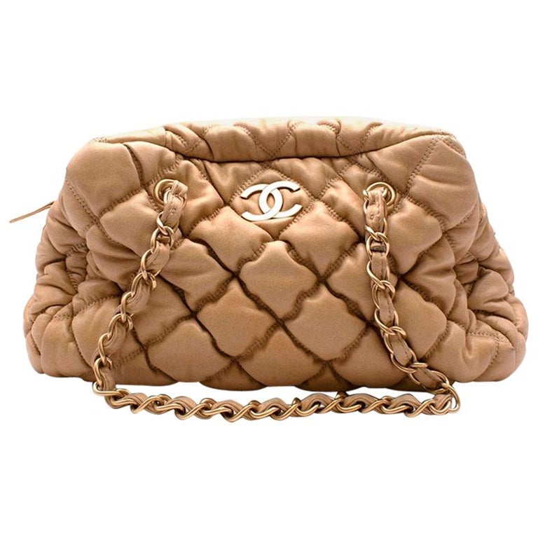 Chanel Beige Leather Bubble Quilt Camera Shoulder Bag at 1stDibs