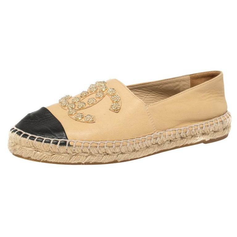 CHANEL CAMBON Shoes  Black leather espadrilles, Chanel shoes espadrilles,  Leather espadrilles