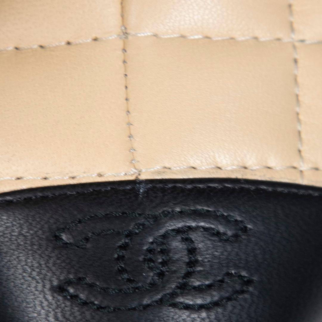 Women's Chanel Beige Leather Cap-Toe Quilted Boots Size IT 39