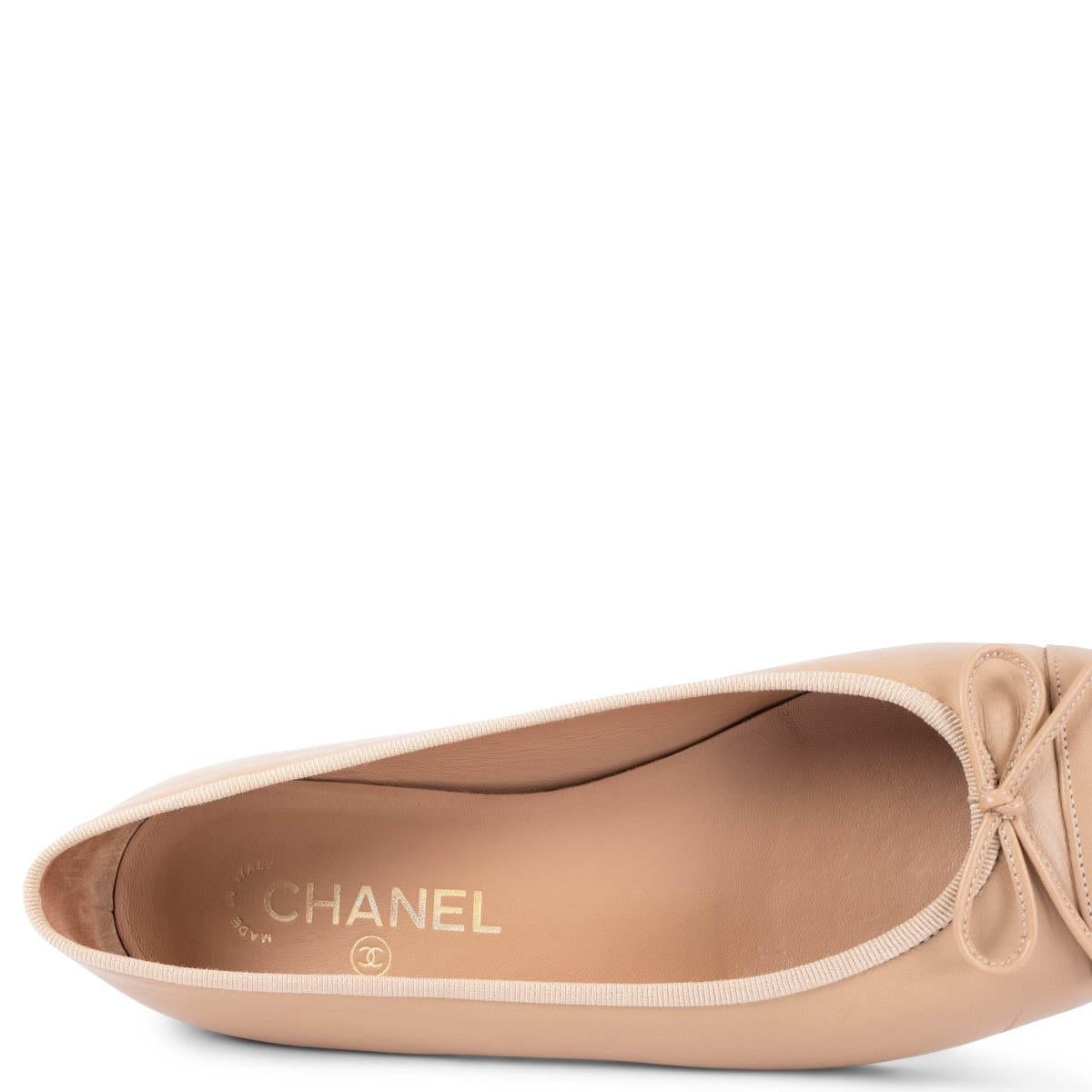 CHANEL beige leather CC Ballet Flats Shoes 38.5 fit 38 2