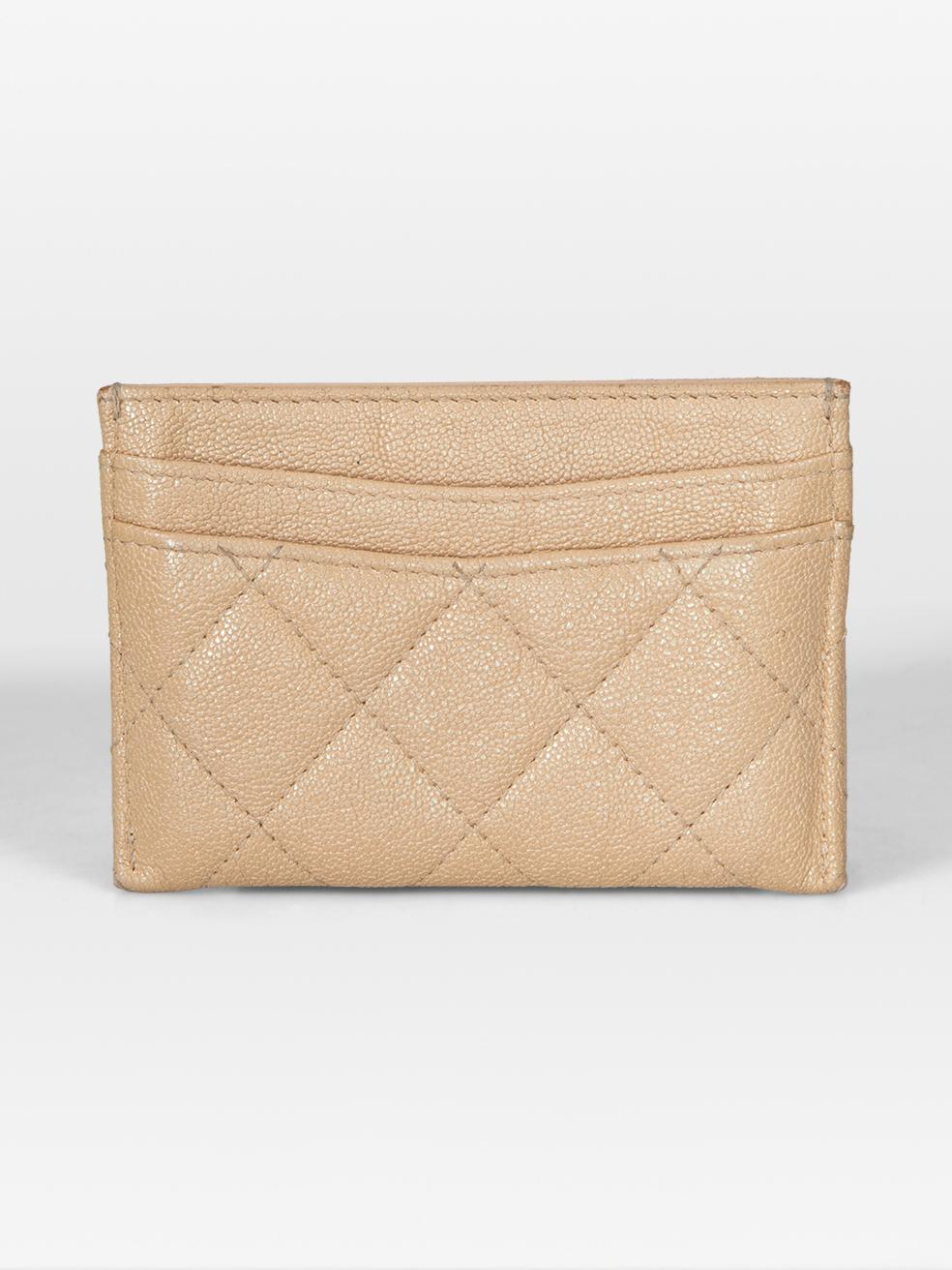 Chanel Beige Leather CC Card Holder In Good Condition For Sale In London, GB