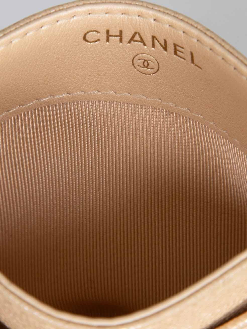 Chanel Beige Leather CC Card Holder For Sale 2