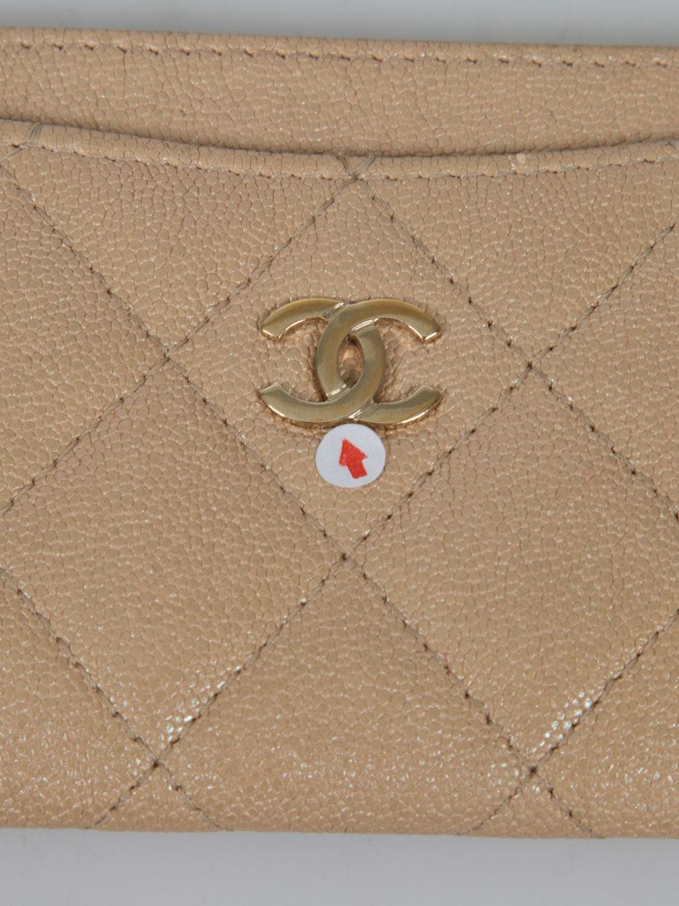 Chanel Beige Leather CC Card Holder For Sale 3