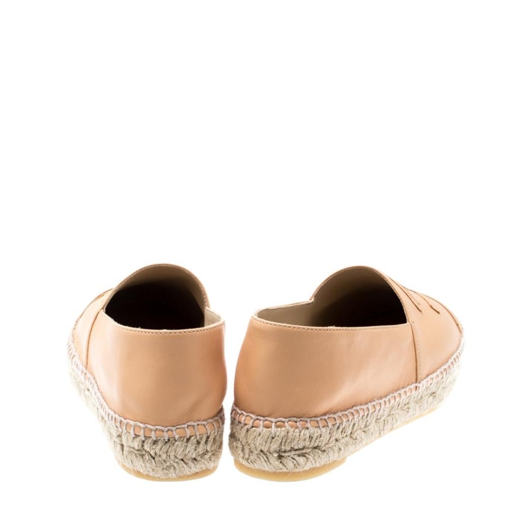 Chanel Beige Leather CC Espadrilles Size 39 1