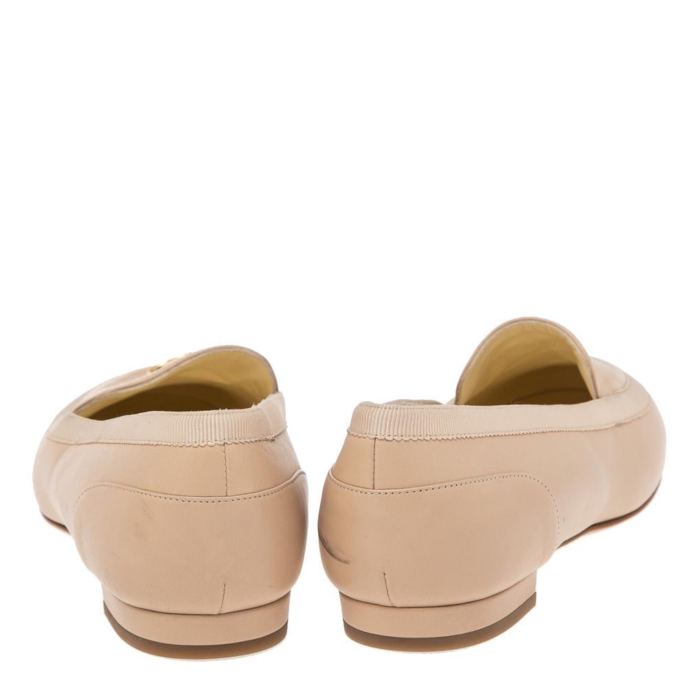 Chanel Beige Leather CC Loafer Size 36 1