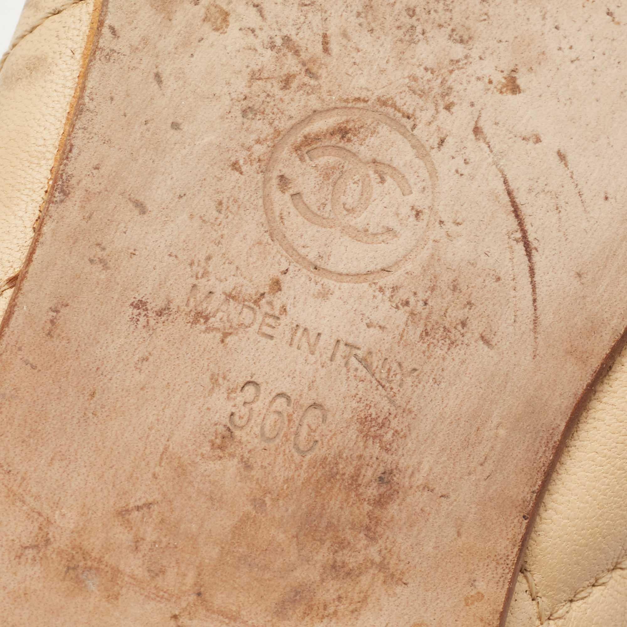 Chanel Beige Leather CC Logo Ballet Flats Size 36 4