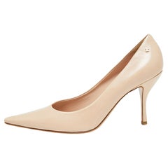 Chanel Beige Leather CC Pointed Toe Pumps Size 41