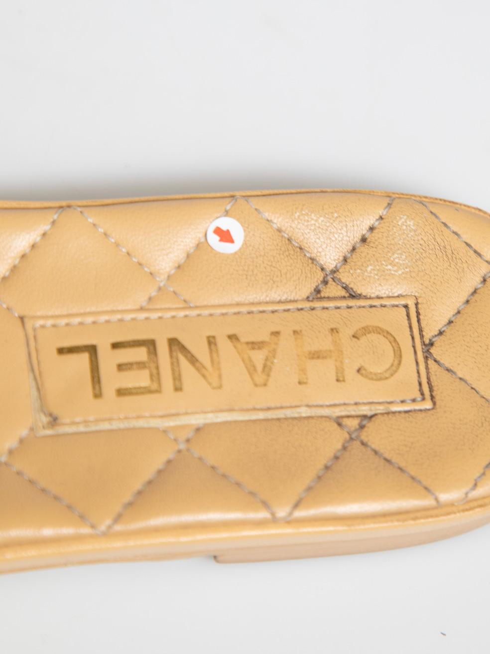 Chanel Beige Leather CC Quilted Sandals Size IT 38 3