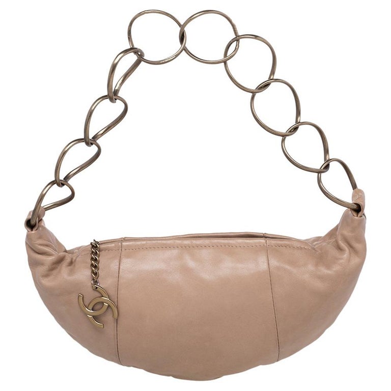 Chanel Beige Leather CC Ring Hobo at 1stDibs