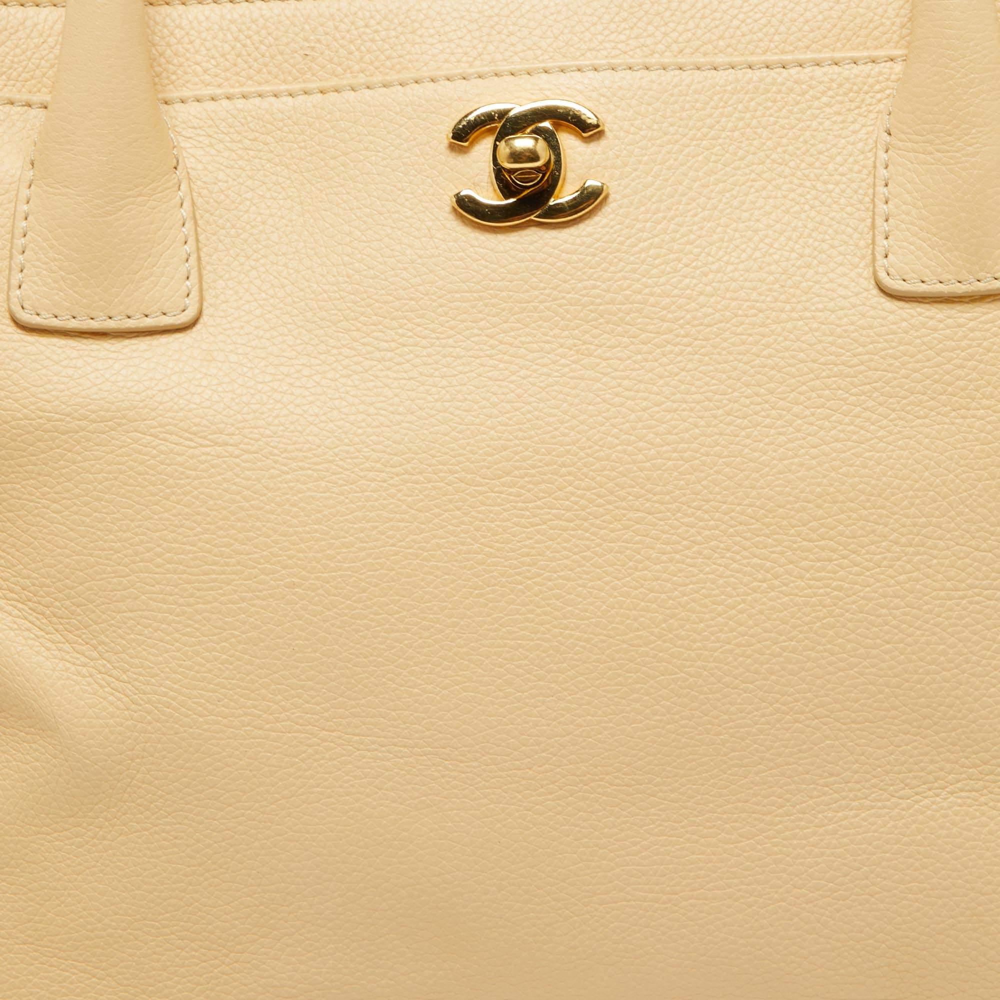 Chanel Beige Leather Cerf Shopper Tote 15