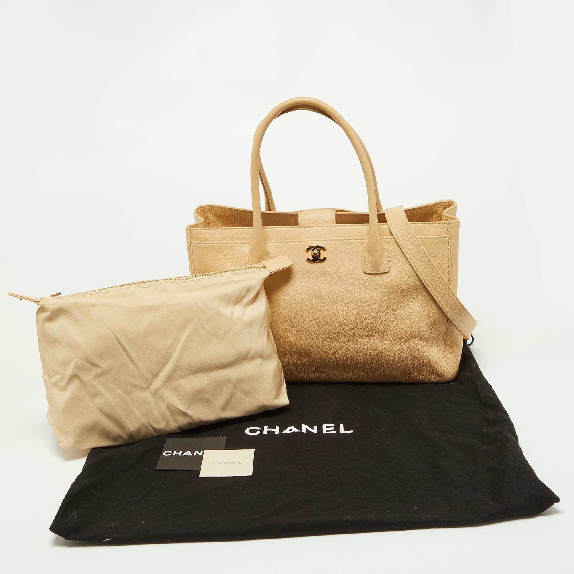 Chanel Beige Leather Cerf Shopper Tote 2