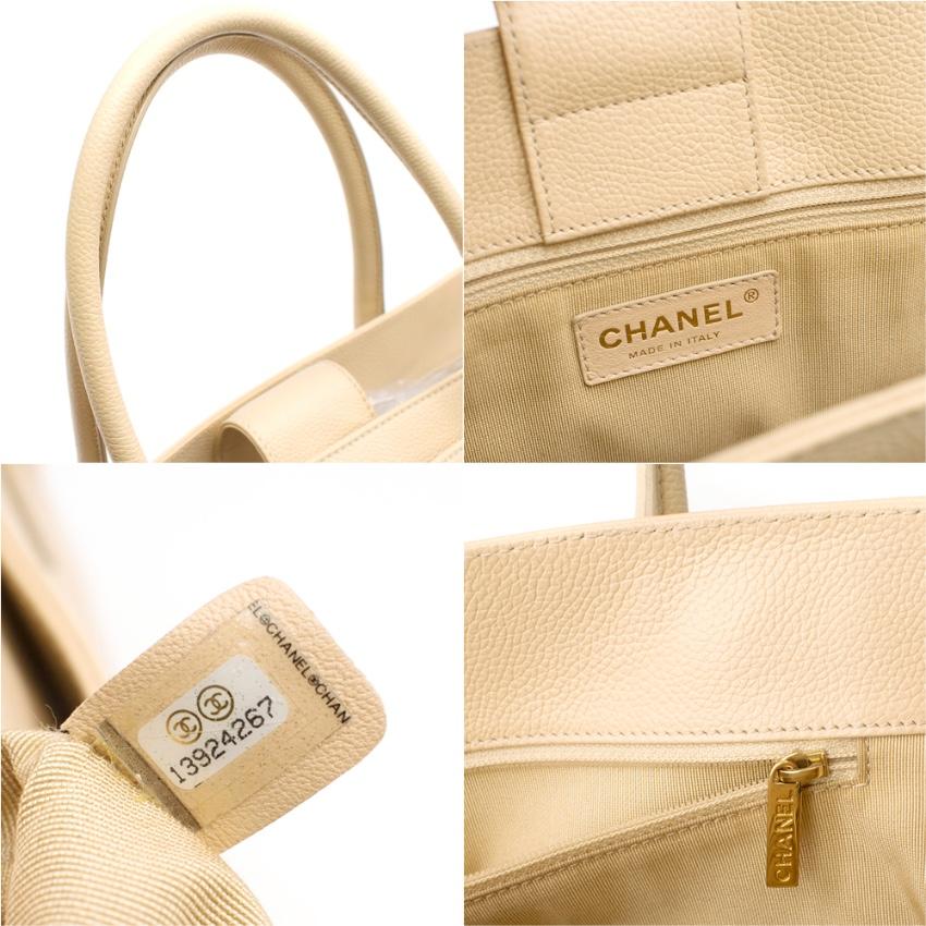 Women's Chanel Beige Leather Cerf Tote Bag 35cm