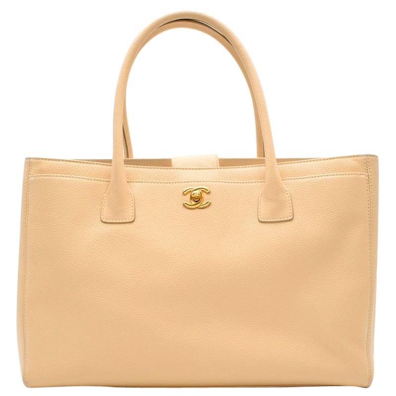 Chanel Beige Leather Cerf Tote Bag 35cm