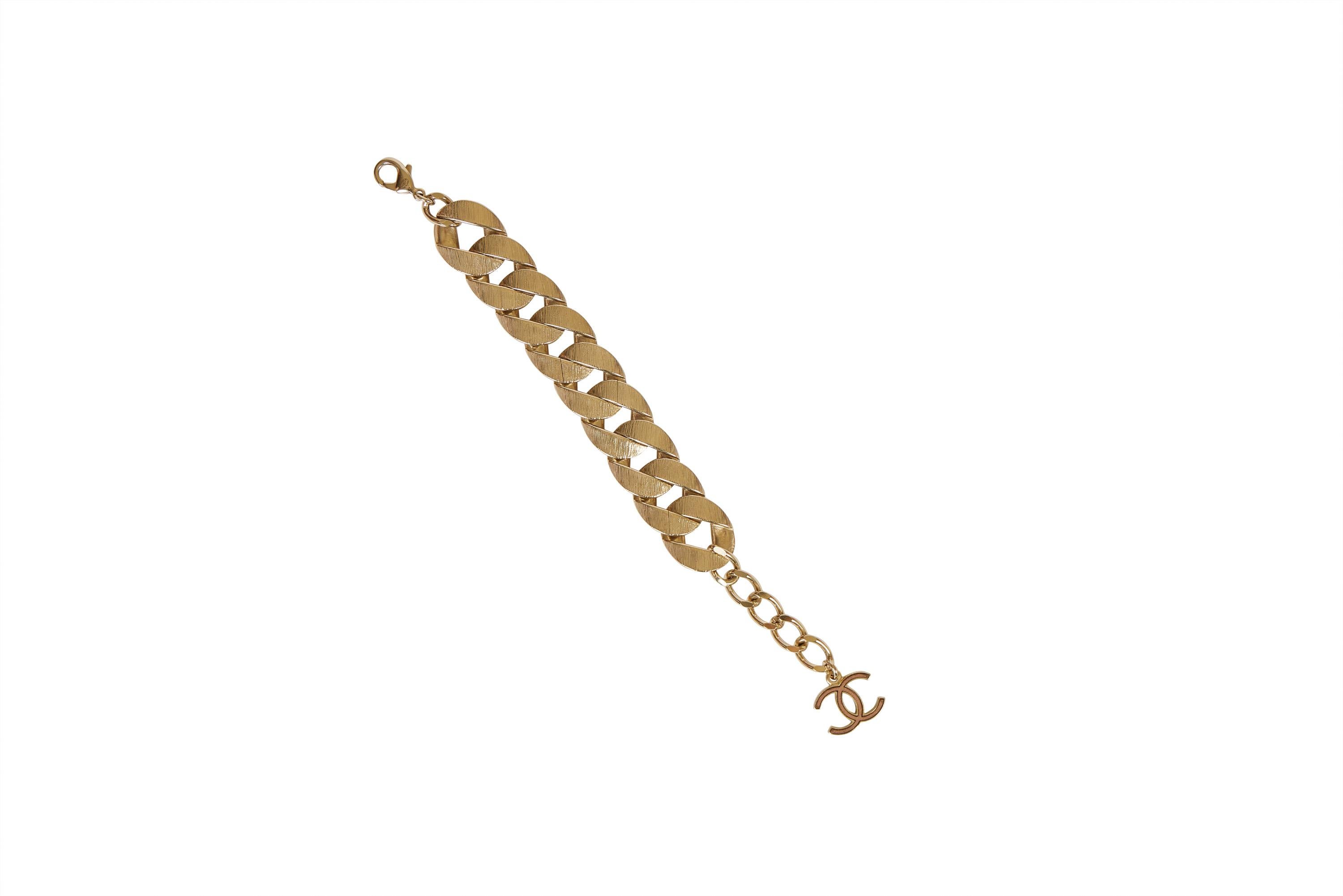 Women's Chanel Beige Leather Chain Bracelet For Sale
