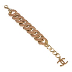Chanel Beige Leather Chain Bracelet