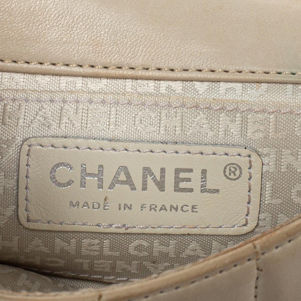 Chanel Beige Leather Chocolate Bar Camellia Mini Flap Bag 2