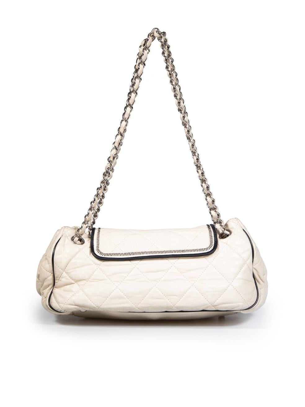 Chanel Beige Leather East West Mademoiselle Accordion Flap In Good Condition In London, GB